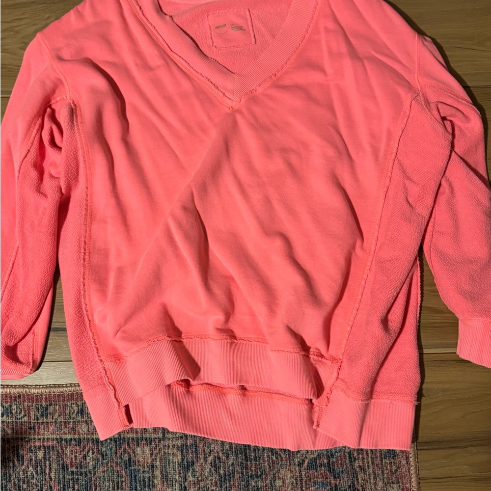 Aerie Coral V-Neck Sweater